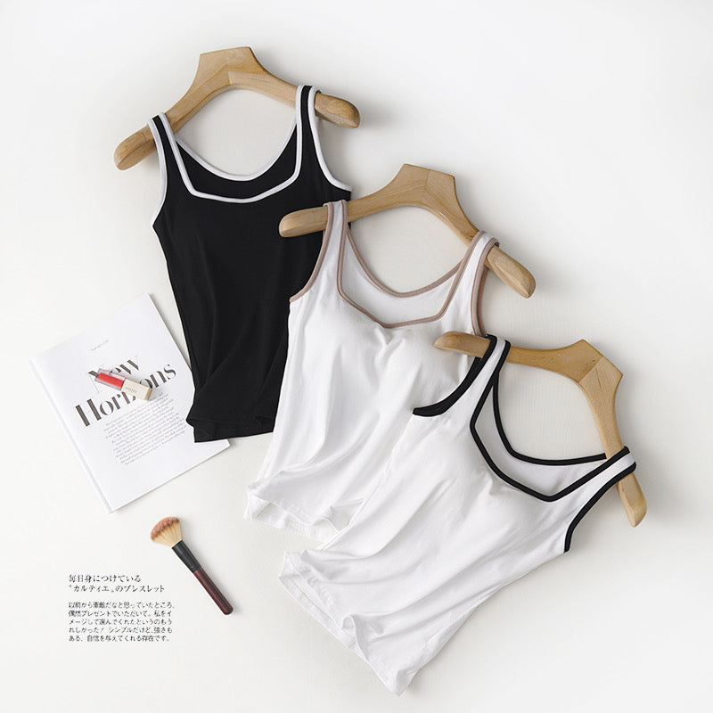 Trimmed  Built-In Bra Tank Tops